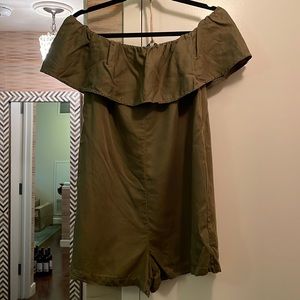 Zara off shoulder romper, olive green, medium
